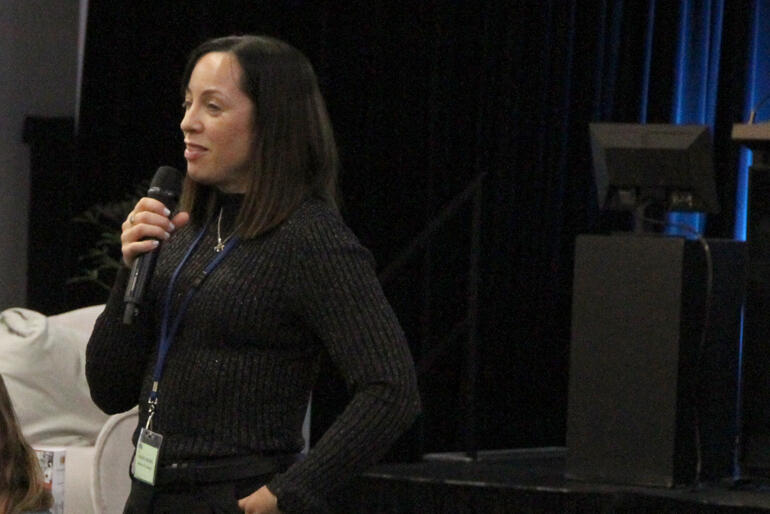 General Synod Te Hīnota Whānui rainbow caucus member Frances Brown speaks during Synod 2024.