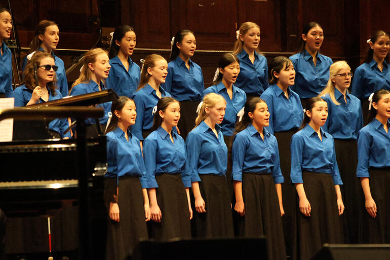 The St Cecilia Singers from Auckland Diocesan School for Girls perform in The Big Sing Finale.