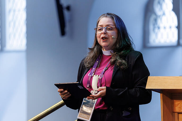 Archbishop Marinez Dos Santos Bassotto introduces the Anglican Communion Environmental Network at ACC-19 in Belfast.