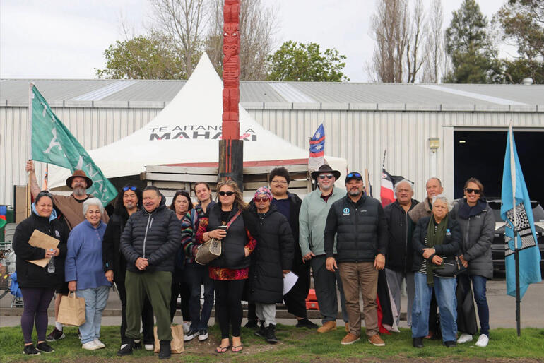 Ākonga and staff line up for a photo during a block course in Tairāwhiti as part of Te Takawai Christian Diploma.Photo: TeRauCollege