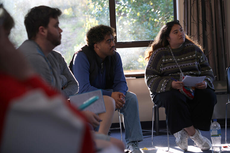Beni Boi-Savage (centre) joins with fellow youth workers learning techniques to help young people manage anxiety.