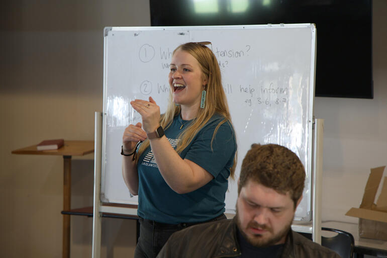 Zara Maslin sets out the Mana Taiohi Youth Work Code of Ethics during her workshop at The Abbey this August.